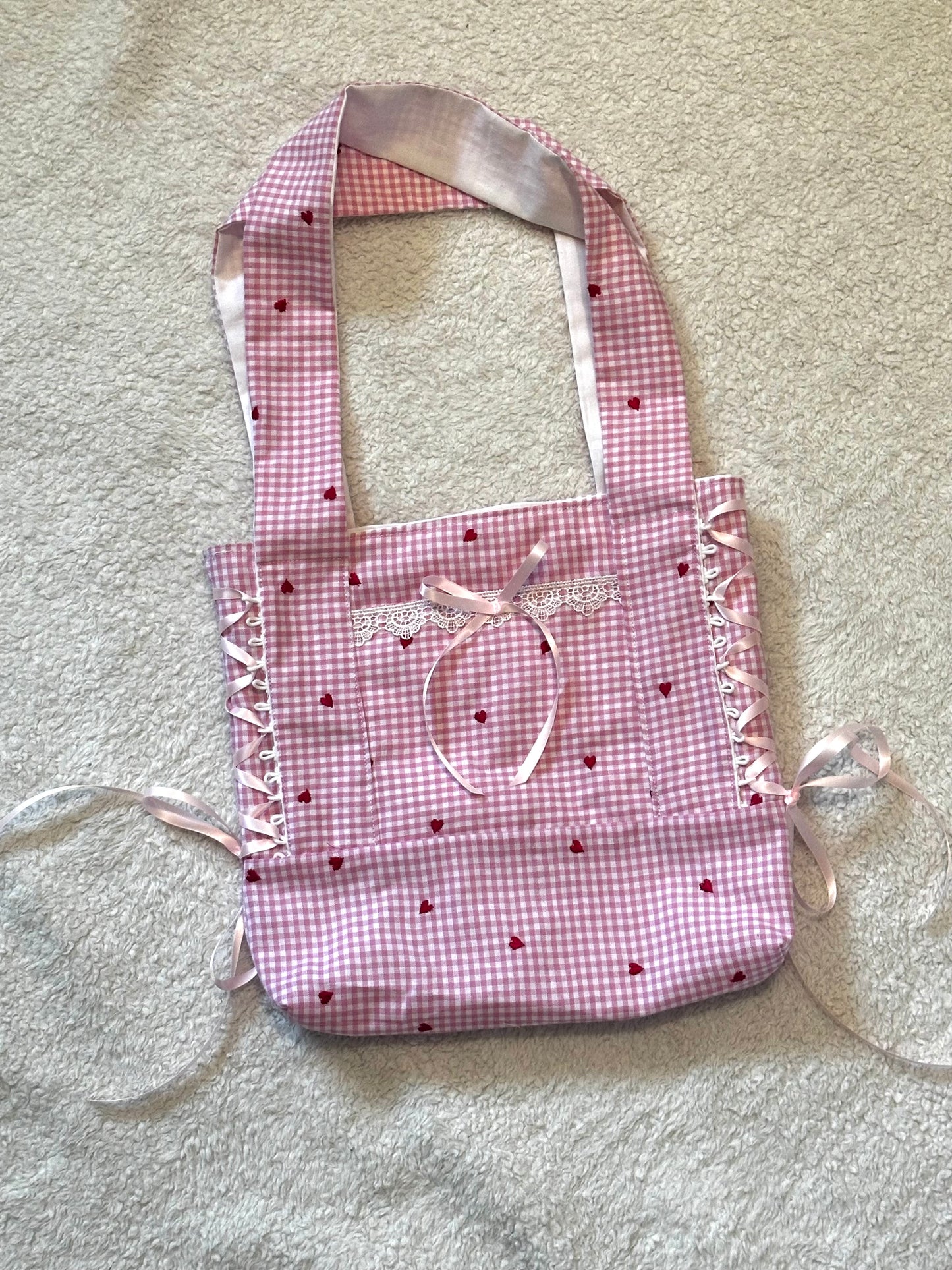Pink Gingham Tote Bag