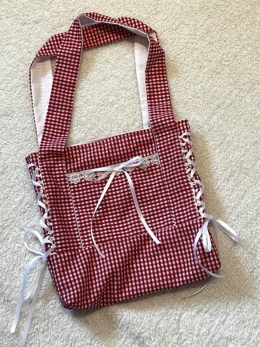 Red Gingham Tote Bag