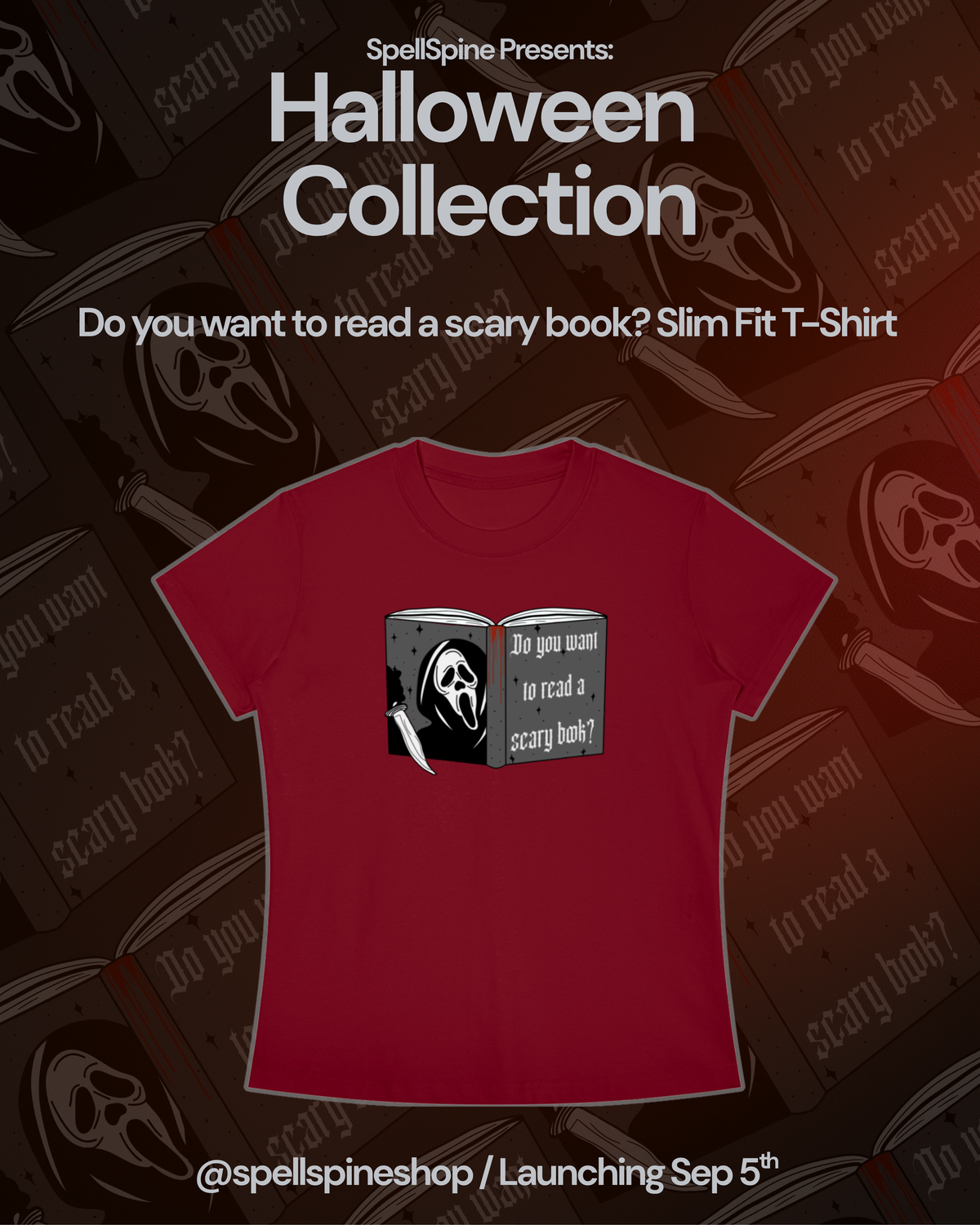 Do you want to read a scary book? Slim Fit Crewneck T-Shirt