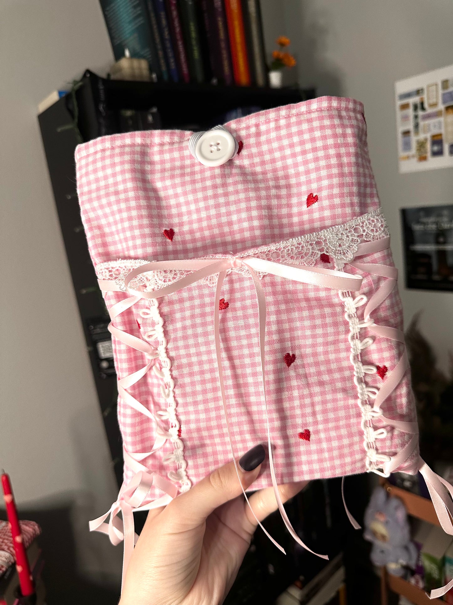 Pink Gingham Book Sleeve