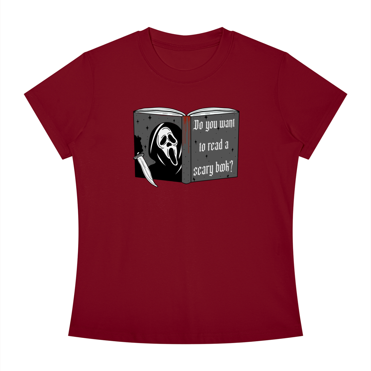 Do you want to read a scary book? Slim Fit Crewneck T-Shirt